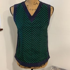 Moncollet Sz 4 Navy & Green Blouse